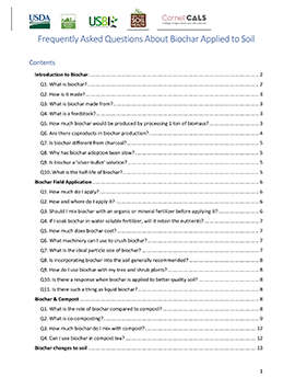 Frequently Asked Questions about Biochar Applied to Soil